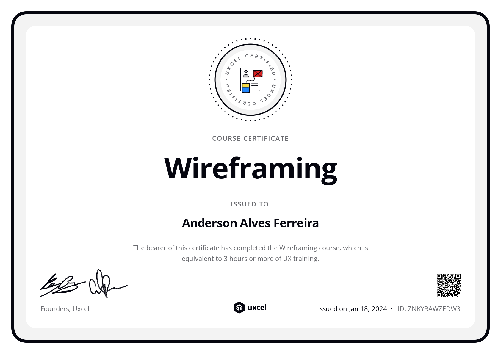 Anderson Alves Ferreira's certificate